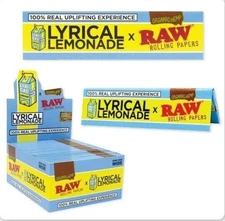 New! TWO Packs of LYRICAL LEMONADE X RAW KING SIZE ROLLING PAPERS ORGANIC HEMP