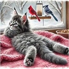 Diamond Painting Kits Cat for Adults, Diamond Art Kits for Beginner, DIY 5D Roun