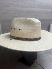 Stetson Palm Straw Cumberland Hat in Toasted size L Men's Leather Chin Strap