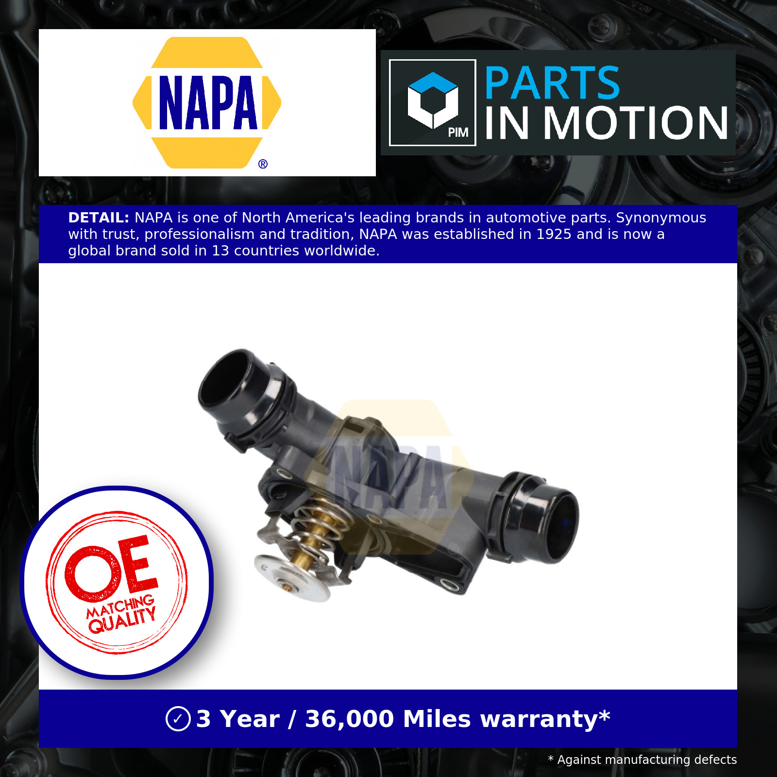 Coolant Thermostat fits WIESMANN MF3 3.0 2003 on M54306S3 NAPA Quality New