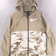 Nike Dri-Fit Camo Standard Training Full Zip Beige Hoodie Sweatshirt Mens Medium