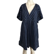 Madewell Navy White Geometric Print V Neck Short Sleeve Casual Dress XL