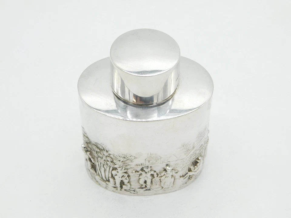 Carrito de té victoriano de plata esterlina novedad escena rural antiguo 1901 Chester Foto 2 de 4