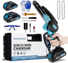 Mini Chainsaw Cordless 6-Inch with 2 Battery, One-Handed Smooth Cutting Portable