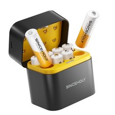 8 Pack Rechargeable Lithium AA Batteries with Fast Charger, 1.5V 3000mWh Doub...