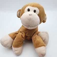 Toys R Us Brown Tan Monkey Plush 10" Sewn Eyes Beanie Feet Stuffed Toy 2015