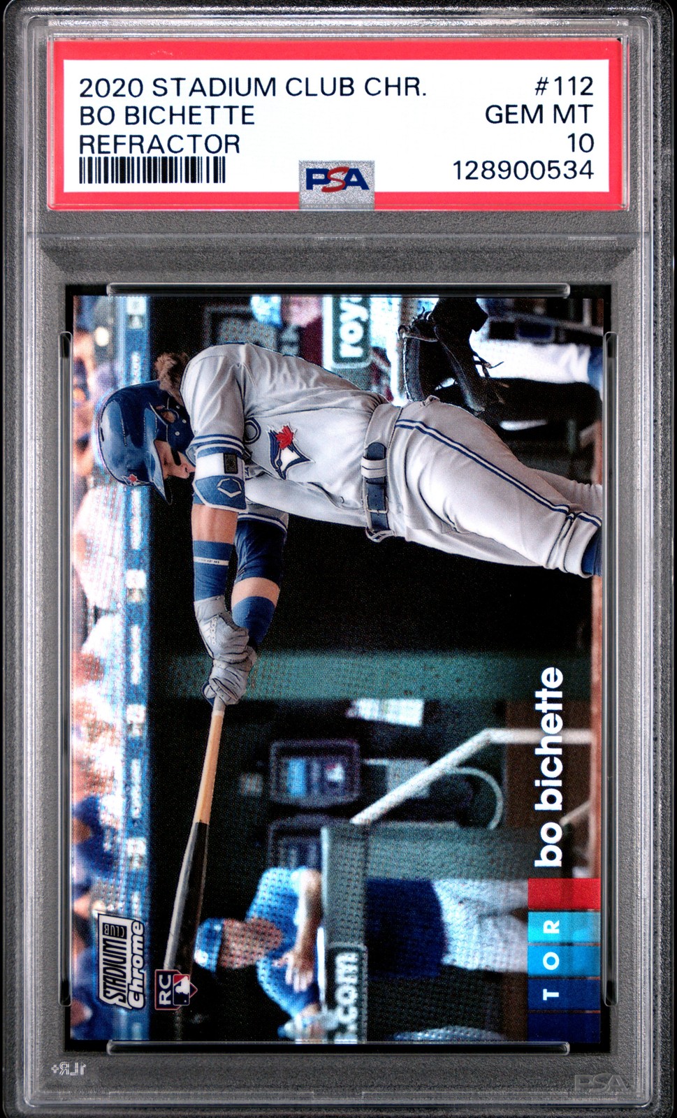 2020 STADIUM CLUB CHROME REFRACTOR #112 BO BICHETTE ROOKIE RC PSA 10
