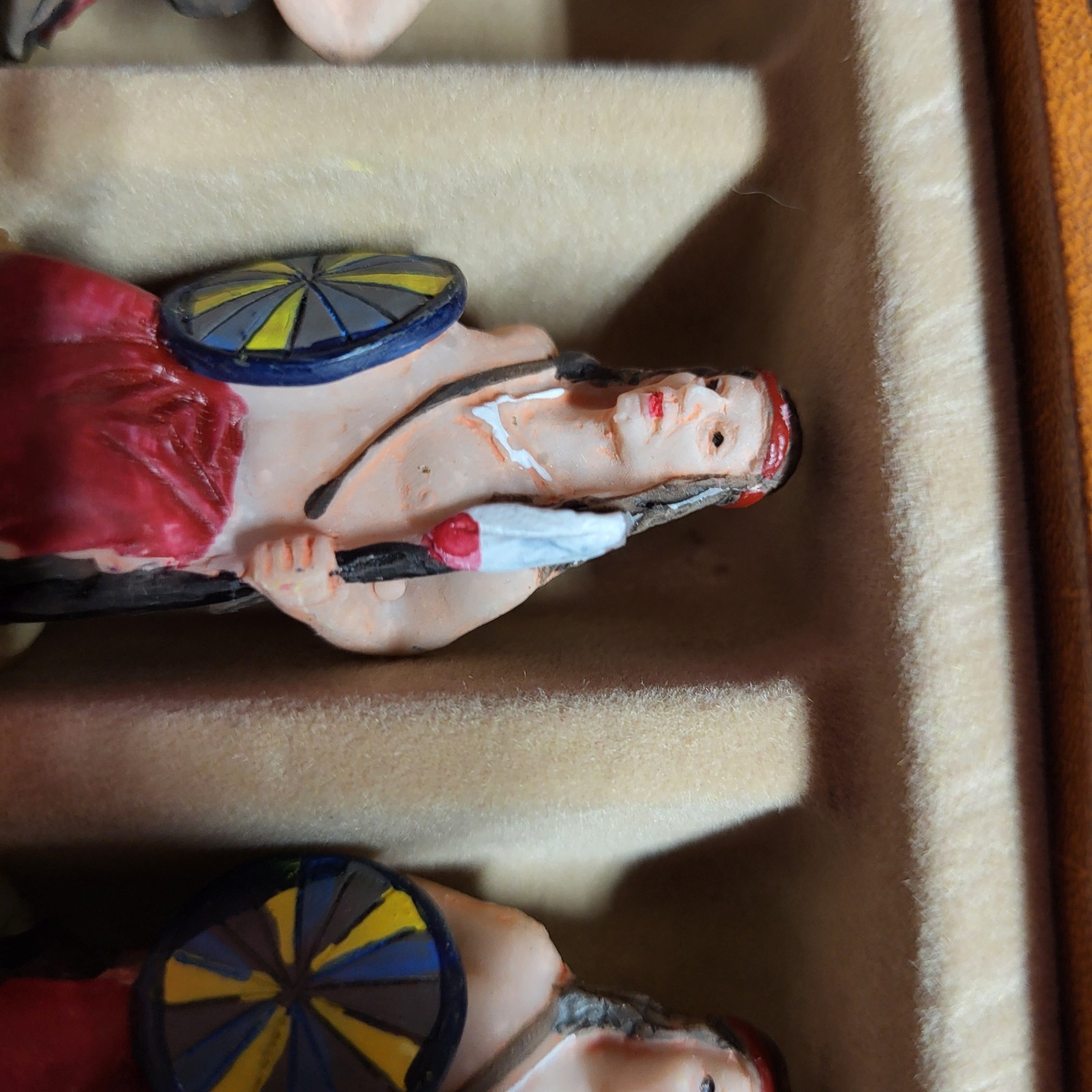 Vintage Italfama Italy Chess Set Leather Board American West Cowboys And Indians