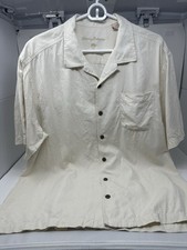 Tommy Bahama Shirt Men Size Large Cream 100% Silk