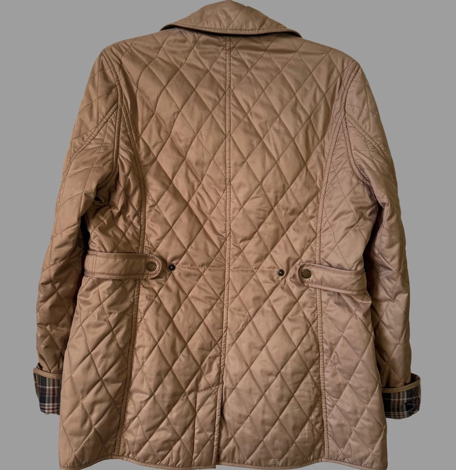 Jaqueta LL Bean acolchoada celeiro preta xadrez forrada gola de veludo feminina P - Imagem 2 de 4