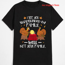 Humorous Thanksgiving Turkey T-Shirt in Black