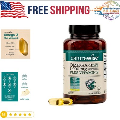 Extra-Strength Omega 3 Fish Oil Supplement -1000mg 600 EPA & 400 DHA & Vitamin E