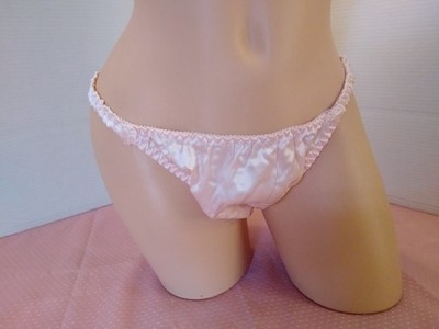 Panties String Bikini Lingerie Glossy Satin Second Skin XXL Pink Stretchy