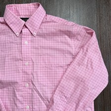 Ralph Lauren Pink Checkered Classic Fit Non Iron Dress Shirt 15.5 Mens 15  32/33