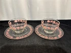 2 Pyrex Pink Gooseberry Glass Dessert or Sherbet Bowls w/ Plate