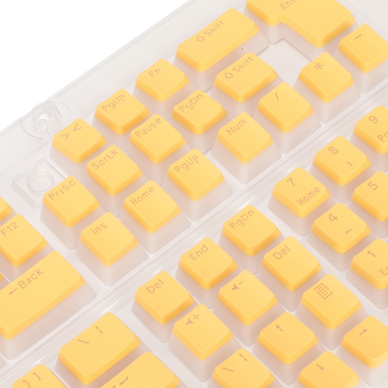 129 Key PBT Pudding Keycaps Translucent OEM Height Mechanical Keyboard Yellow