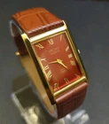 Vintage Seiko Slim Tank Mens Wristwatch Red Dial Dress Style