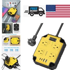 8 Outlet Heavy Duty Power Strip with 4 USB Ports for Workshop and Garage