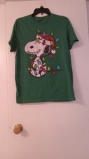 Peanuts Snoopy With Christmas Lights Tee Shirt Size S/M. 2016.