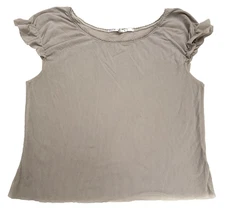 vintage y2k 2000s beige Studio M Mesh Top XL cap sleeve stretchy