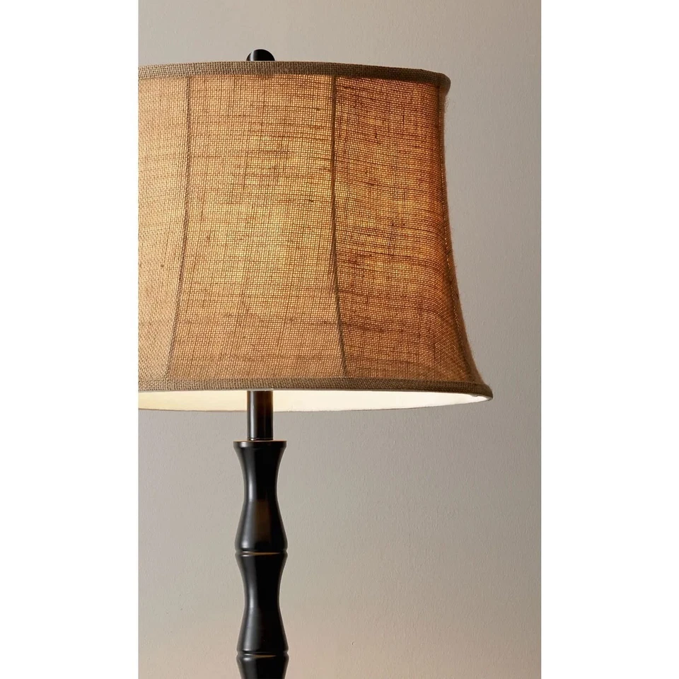 Lámpara de pie Stratton 1523-01, 62 pulgadas, 2 x 150 W incandescente/CFL, negra/marrón,... Foto 4 de 4