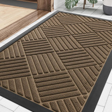 Front Door Mat outside Entrance, Natural Rubber Doormat, 29.5X17 Inch