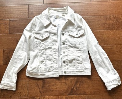 Levi Strauss Signature Gold White Stretch Denim Jacket Women s Large Water Less