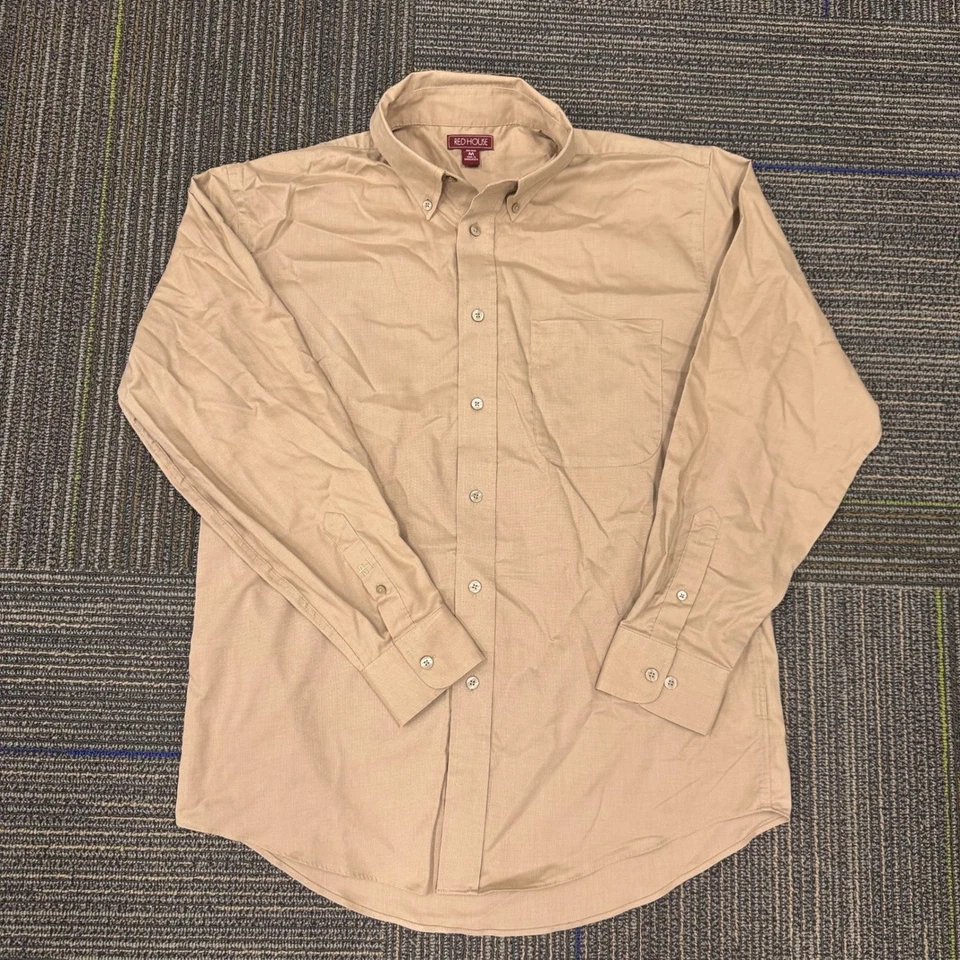 Camisa RED HOUSE Para Hombres Sin Plancha Con Botones Caqui Tostado Manga Larga Informal Talla M Foto 2 de 4