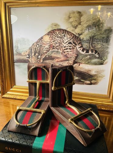 Rare Vintage Equestrian Gucci Horse Bit Bookends Sherry Line - Picture 1 of 9