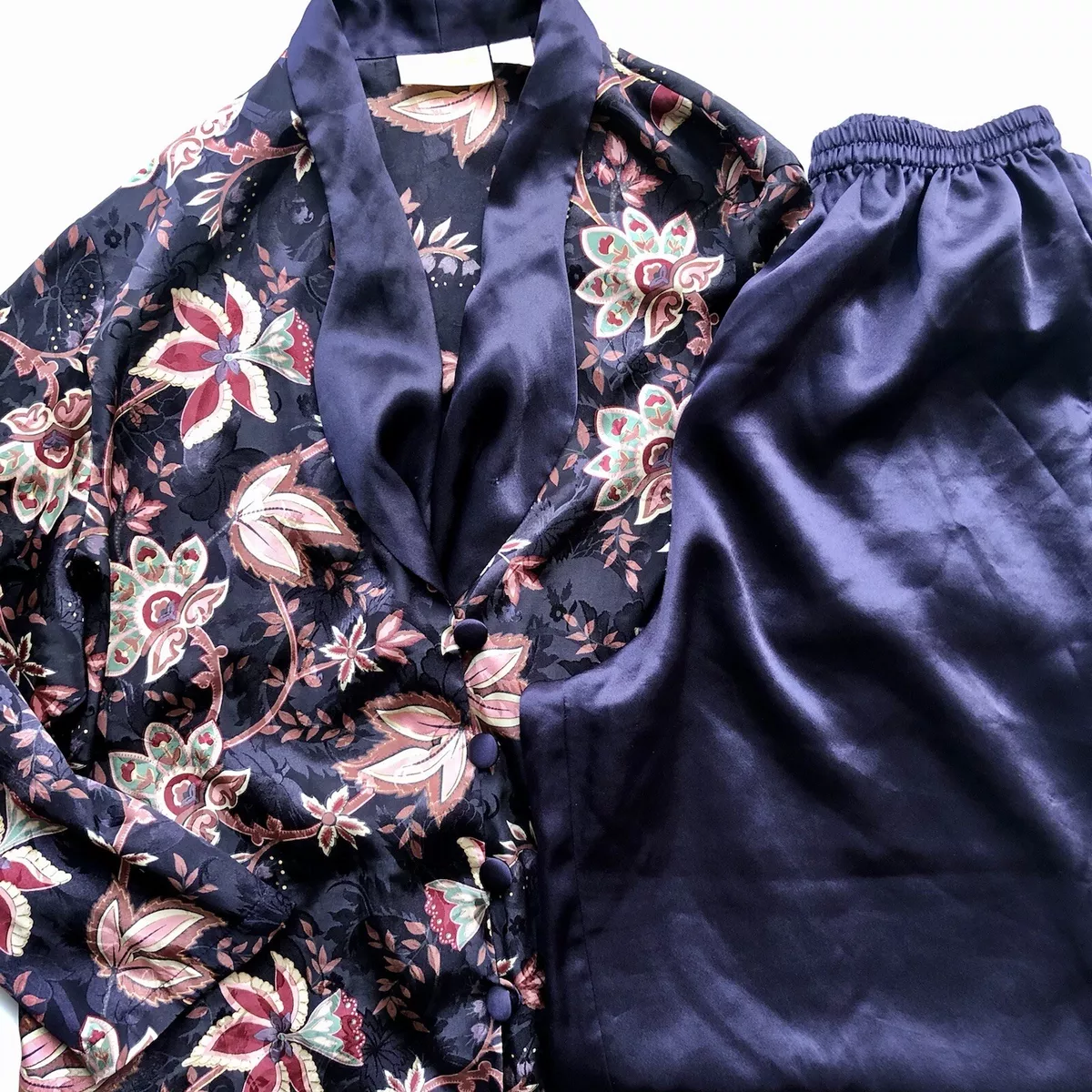 Vintage Victorias Secret Gold Label Floral Paisley Pajama Set Size Small FLAWED*