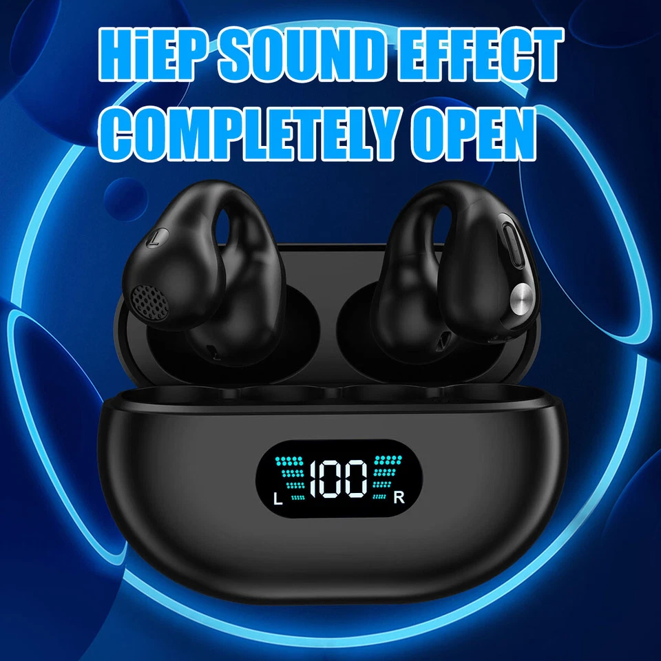 Bluetooth 5.3 Headset Wireless Ear Clip Earbuds Bone Conduction Headphones Sport - Image 4 of 4
