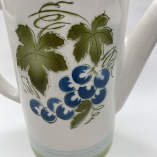 Sears Harmony House Ironstone Blue Grapes Coffee Pot Mid-Century Modern Japan - Picture 2 of 14