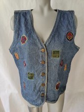 Jean Blue Blue Denim with Patches Women's Vest Size L