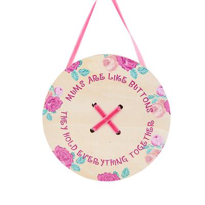 Wooden 'Button' Hanging Plaque - Mother’s Day - Flower Design | eBay