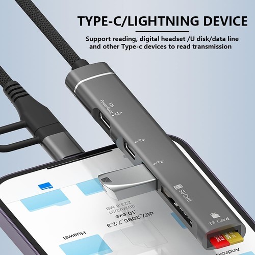 USB-C-Hub Multiport-Adapter, 5-in-1 Type-C USB-Hub mit 1 USB 3.0-Port für iPhone - Bild 13 von 16