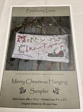 PINEBERRY LANE Merry Christmas Hanging Sampler Cross Stitch Chart Pattern Only