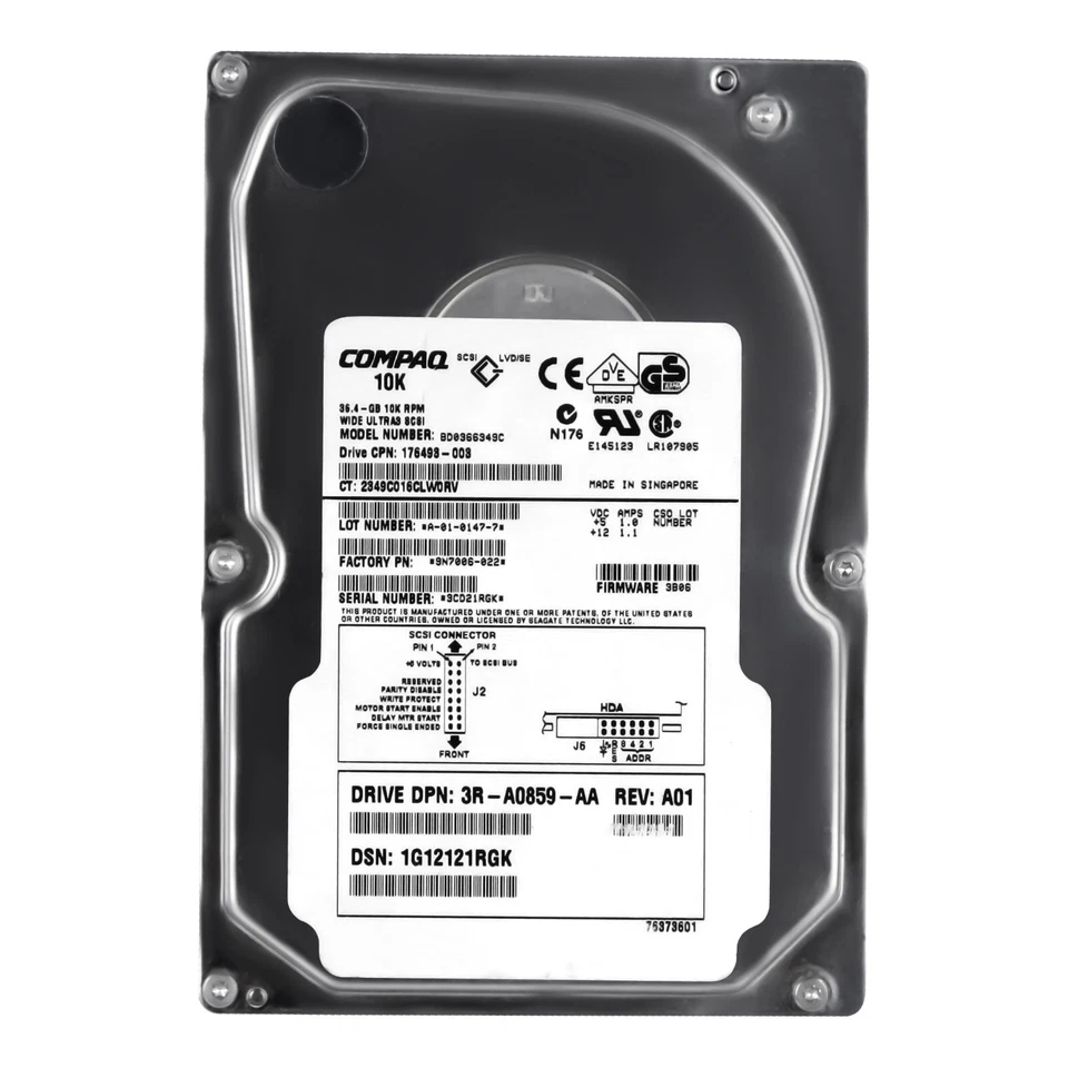 Disco Rigido Compaq 176493-003 BD0366349C 36.4GB 10K 16MB SCSI U160 3.5'' - Immagine 3 di 3