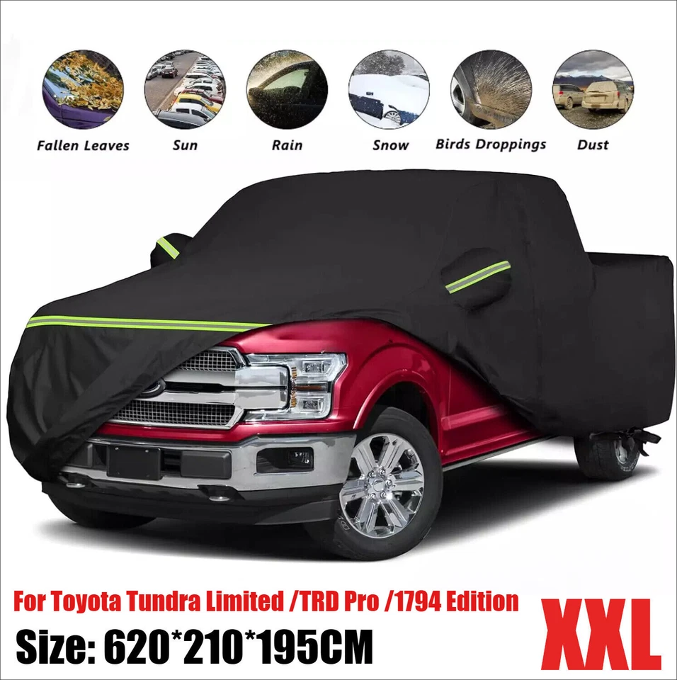 Cubierta de coche para camioneta Toyota Tundra impermeable al aire libre polvo solar todo tipo de clima Foto 2 de 4