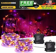 2 Pack 50 LED Battery Halloween Lights, 16.4ft Battery Operated Halloween Lights