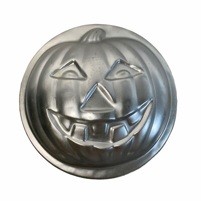 Vintage Wilton Pumpkin Halloween Jack O Lantern Aluminum Cake Pan 503-598 1975