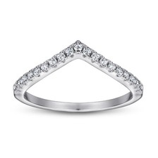 925 Silver V Band Ring, Silver V Ring with cubic zirconia