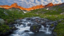 Landscape mountains creeks blurred spring Custom Gaming Mat Desk