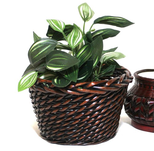 Planter Baskets Woven Rattan Wicker with Procelain Insert 2 - Picture 3 of 8