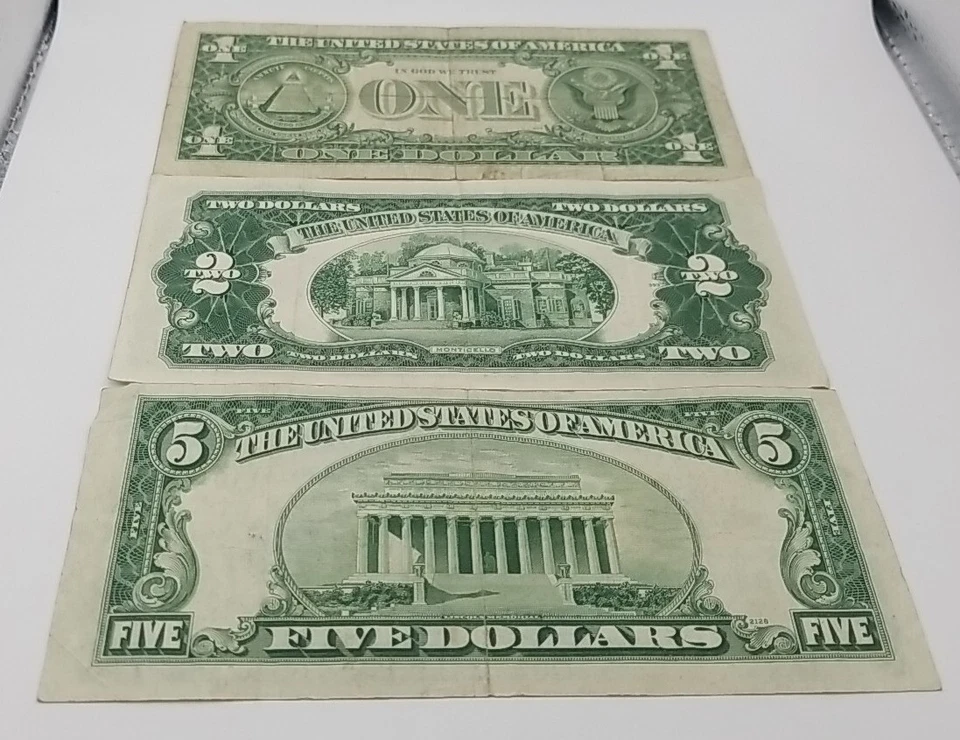 3 Note Lot $1 (1957B Silver Cert) $2 (1953A Red Seal) $5 (1953 Silver Cert)#803 - Image 2 of 4