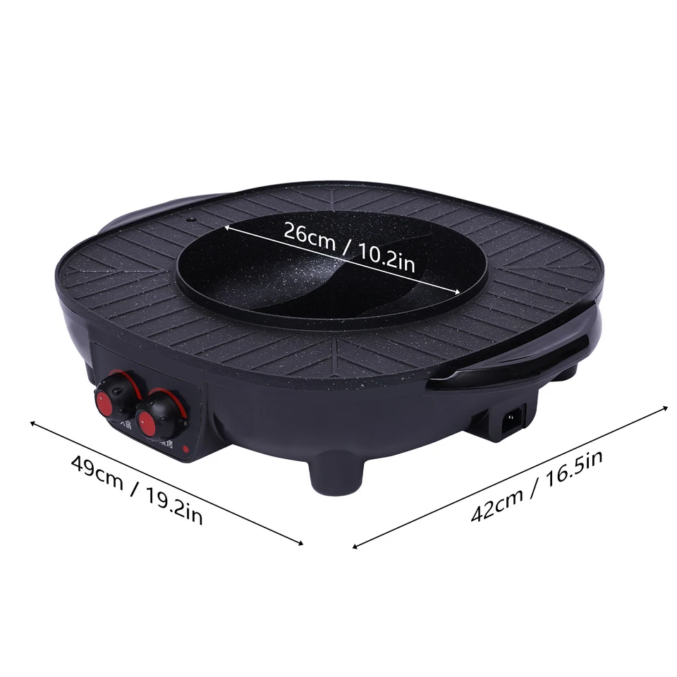 2 in 1 Multifunction Electric Grill Pan Hot Pot Barbecue Grill Smokeless - Image 2 of 4