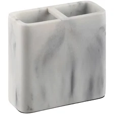 Faux Marble Toothbrush Holder, White