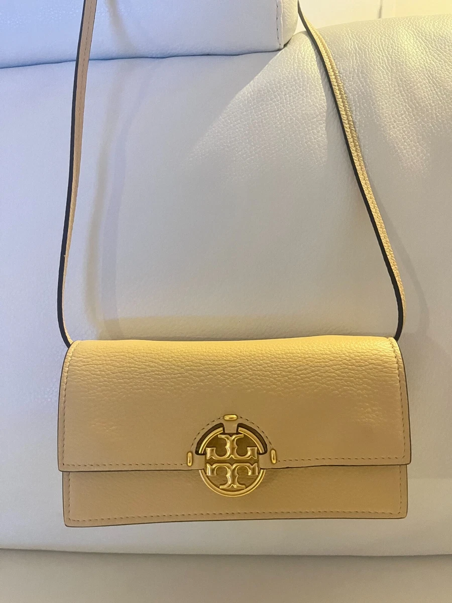 NWT TORY BURCH MILLER WALLET CROSSBODY BAG CLUTCH PURSE VANILLA LEATHER