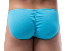 New Men's Sexy Blue Butt Defining Tan Thru Bikini Brief w/ Contoured Pouch - Gay