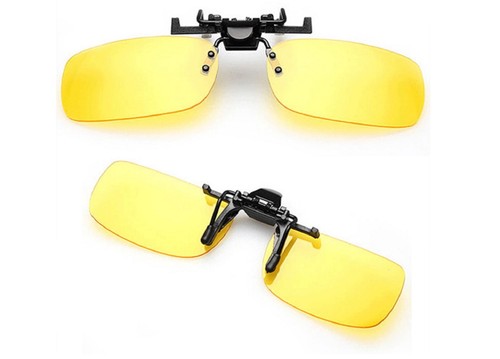 Unisex Sunglasses Clip On Flip Up Driving Glasses Sun Holiday Mens Womens Yellow - Picture 4 of 4