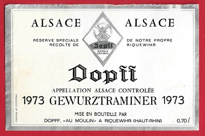 AL46 Etikett Label ALSACE GEWÜRZTRAMINER 1973 Sonderreserve DOPFF RIQUEWIHR